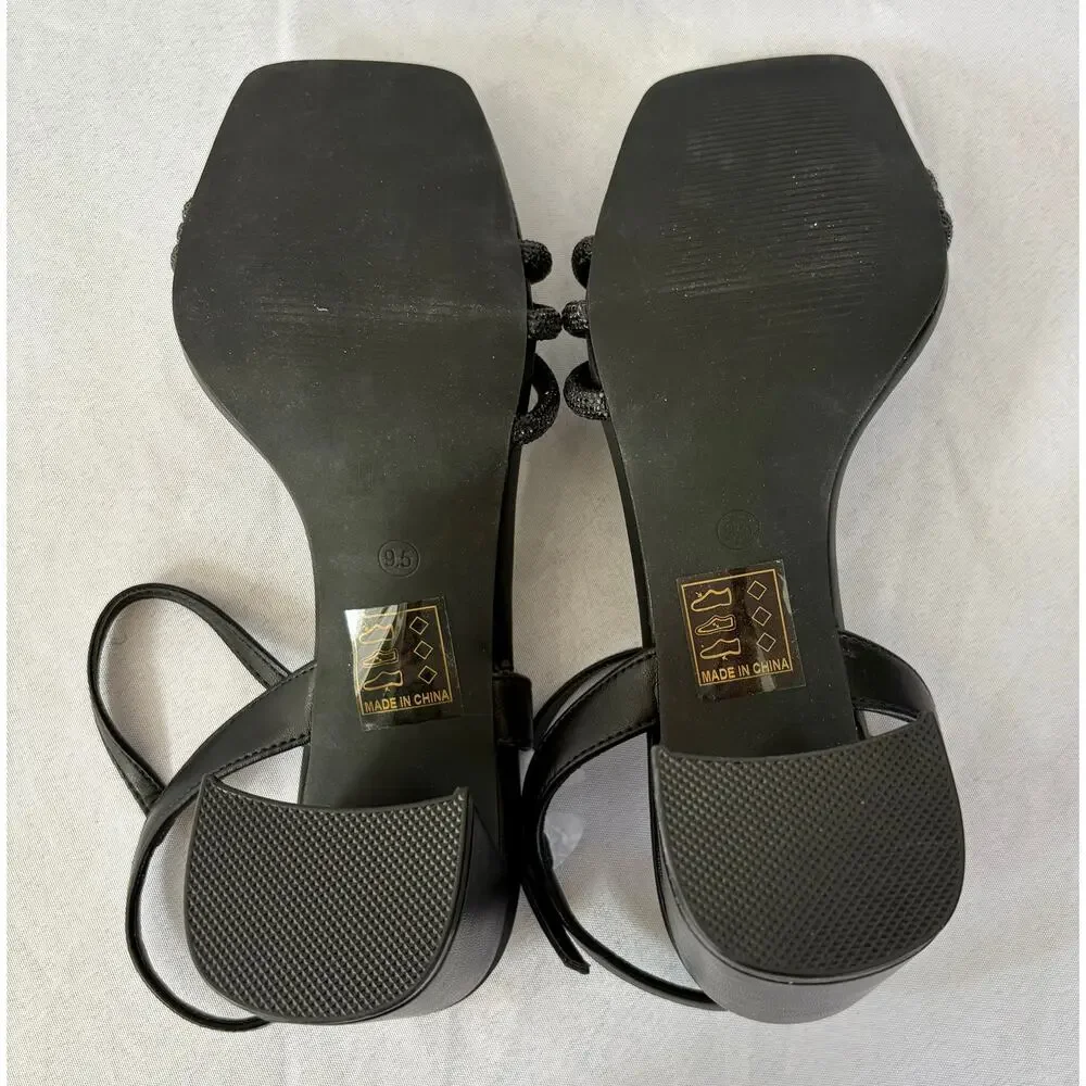 GC Shoes Women's Tyra Embellished Block Heel Dress Sandals Size 9.5 Black NWT - Picture 4 of 4